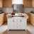 55.7" White Kitchen Island with Power Outlet & Dual Drop Leaf, Rolling Kitchen Cart with 3 Drawers & Spice Rack, Large Folding Dining Table with Storage for Kitchen, Dining Room