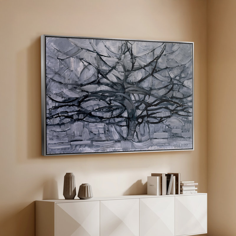«The Grey Tree» par Piet Mondrian, toile tendue avec châssis, 26 x 40, Argent