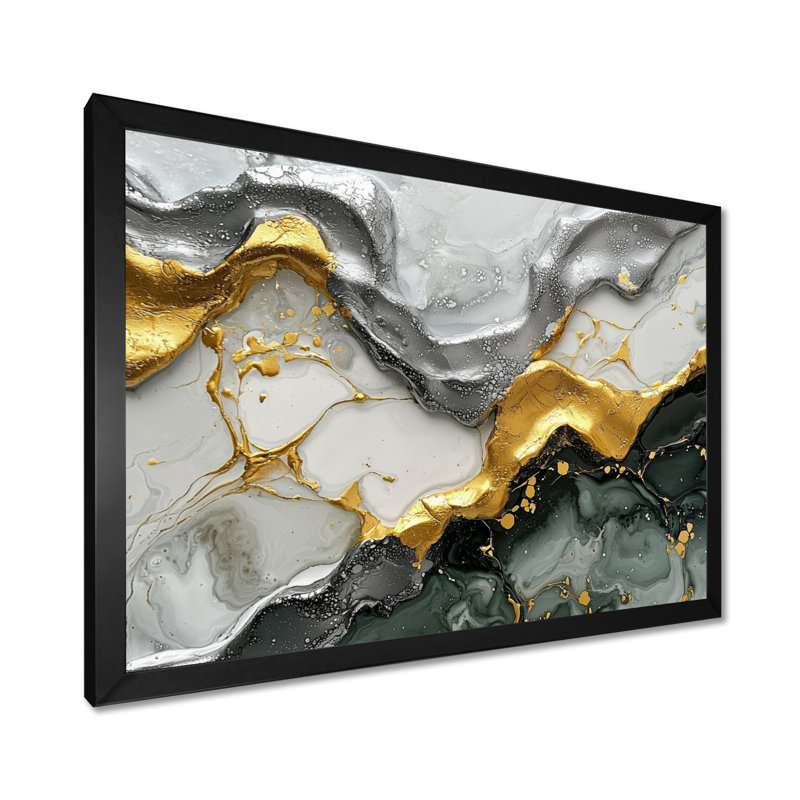 «Tranquil Divide Of Abstract», art sur toile, H 24 po x l 32 po, Cadre simple, Noir, noir, noir, noir