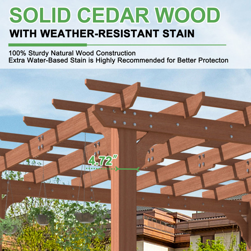 Pergola en bois massif 10 x 10 pi, H 93,33 po x l 120 po x P 120 po