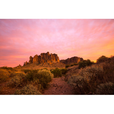Sunset In The Superstition Mountains - Wrapped Canvas Print