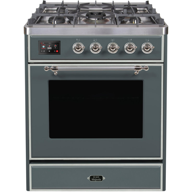 Majestic II 30" 2.3 cu. ft. Freestanding Dual Fuel Range, Liquid Propane, White/Brass