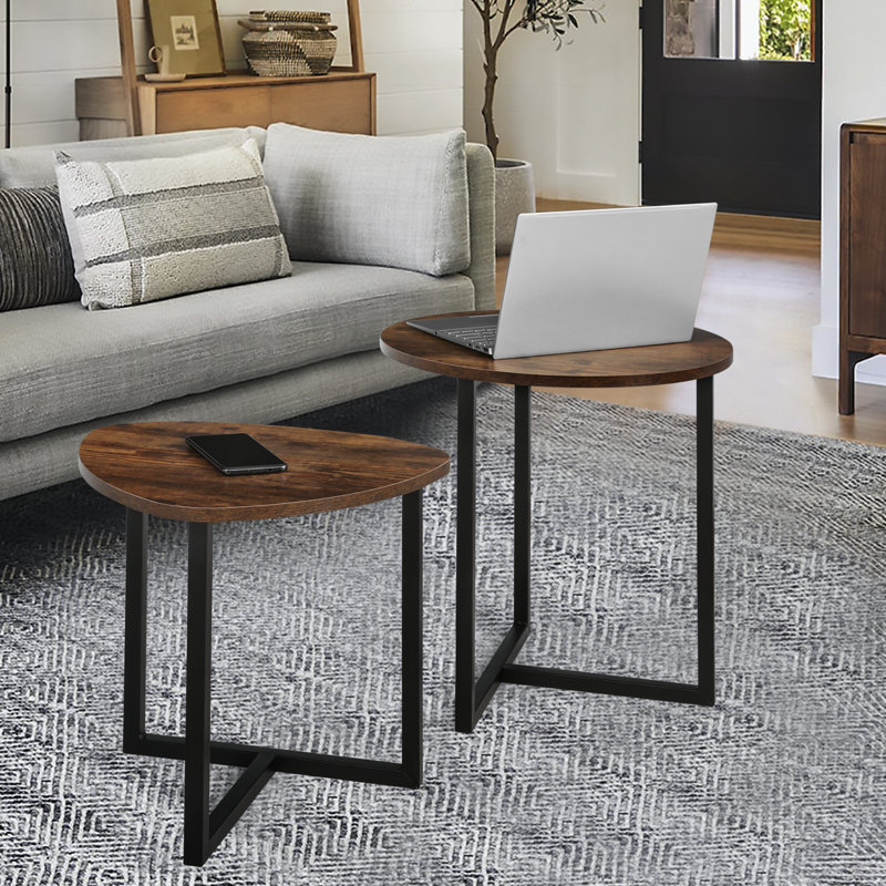 Ambau Modern 2 PCS Round Coffee Table Sofa End and Side Tables for Living Room, Stylish Centre Table for Home