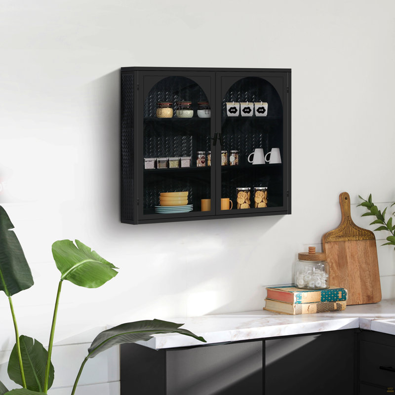 Armoire murale moderne 27,56 po à deux portes avec rangement à trois niveaux, Vert
