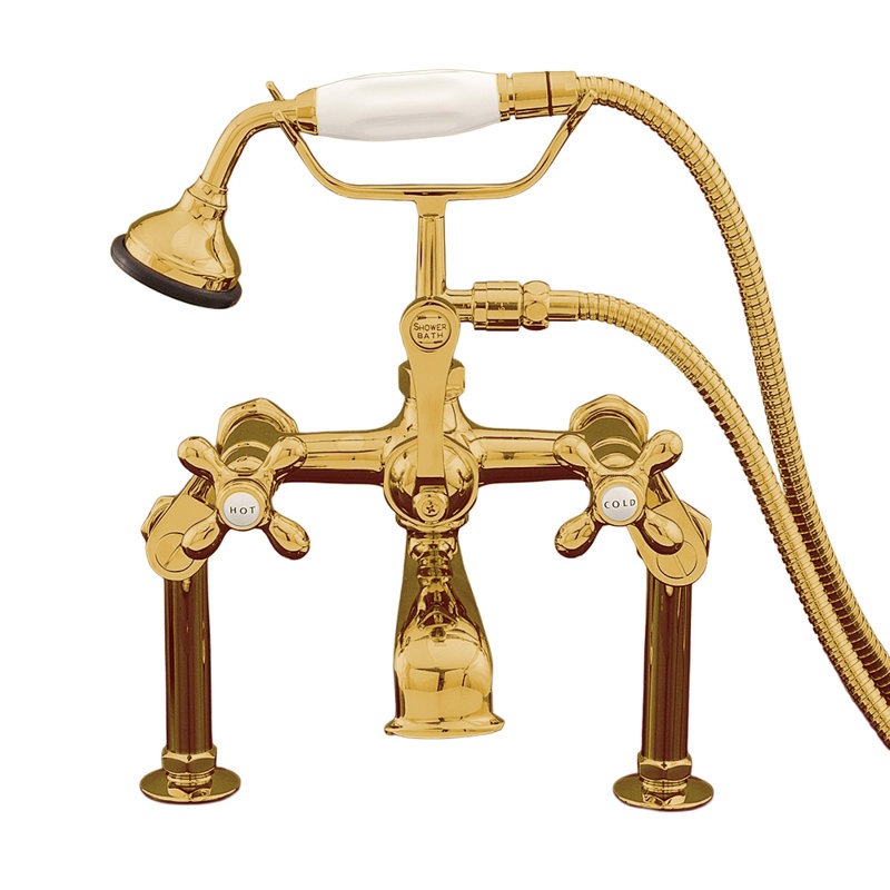 P0626 Robinet de téléphone britannique à fixation sur le comptoir avec centres variables, Unlacquered Polished Brass