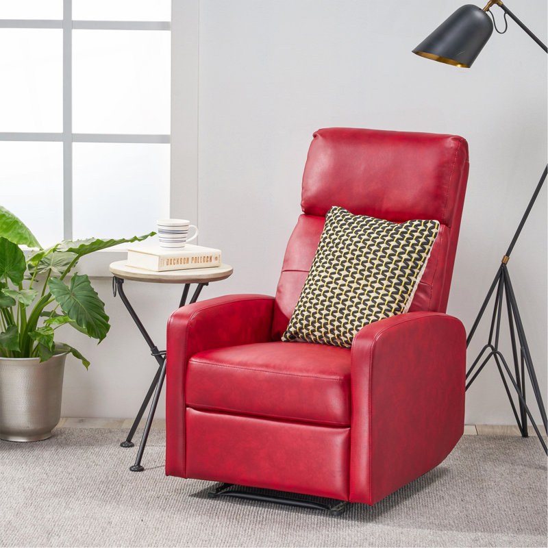 Fauteuil inclinable manuel en cuir synthétique rouge, Similicuir rouge