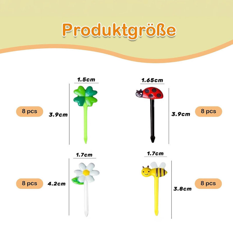 32pcs Fruit Skewers Cute Food Fruit Insert