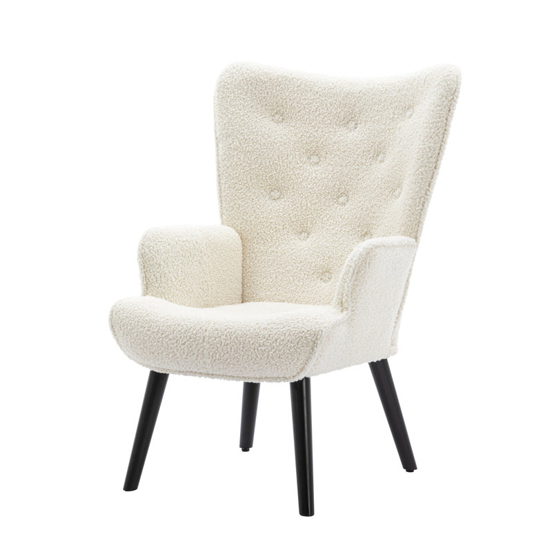 Cleaton Upholstered Armchair, White Polyester Blend