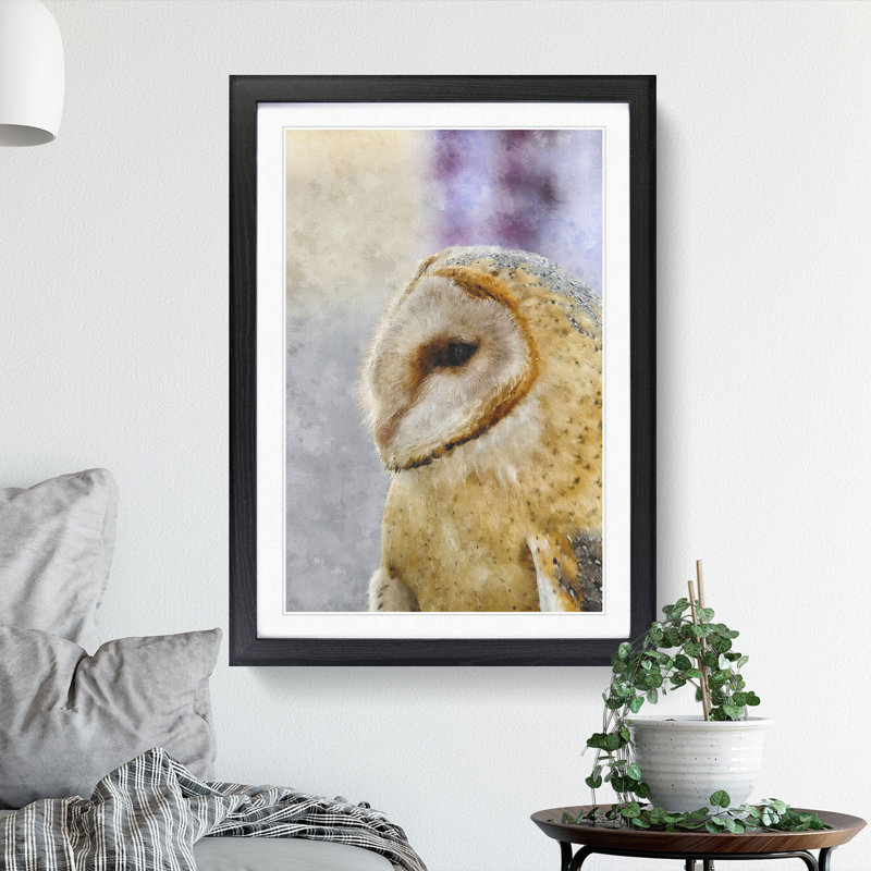 Barn Owl Vol.5 - Picture Frame Painting, 65cm H x 48cm W x 2cm D, Black Framed