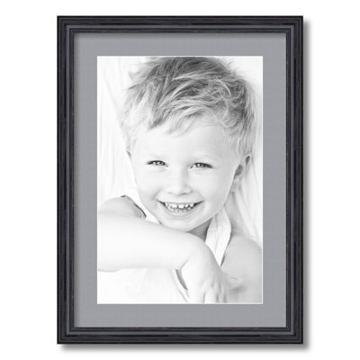Black Wood Matte Picture Frame with Mat