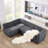 Myrhn Chenille L-Shaped Sleeper Sectional -832597302