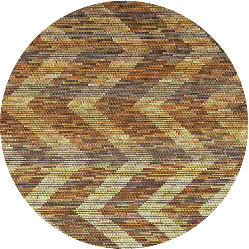 Tapis brun à chevrons Kimberlin, Rond 3 pi