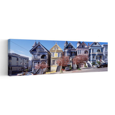 Cars Parked In Front Of Victorian Houses San Francisco California USA by Thomas Winz - Wrapped Canvas Panoramic Print