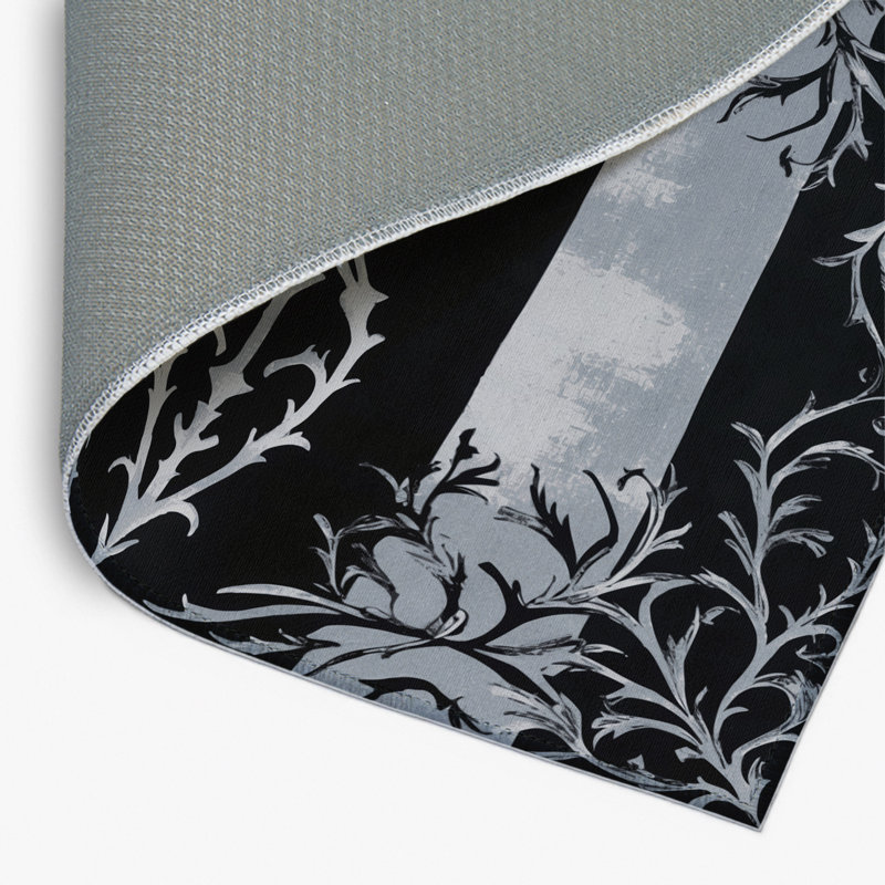 Tapis noir intérieur et extérieur Dahlia, Rectangle 9' x 12'