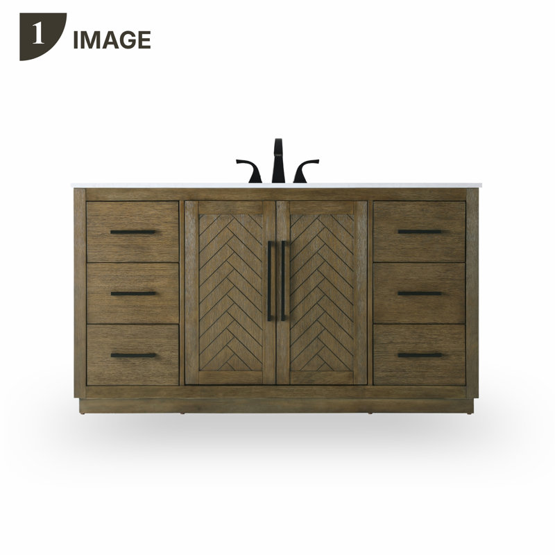 60 inch Single Bathroom Vanity, Hazel Oak