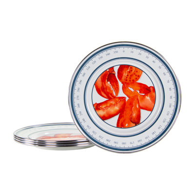Golden Rabbit Enamelware Lobster 8.5" Salad Plates, Set of 4