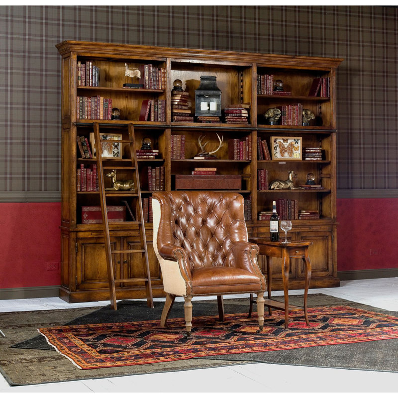 Welsh Tufted Wingback Chair, Vintage Cigar Genuine Leather