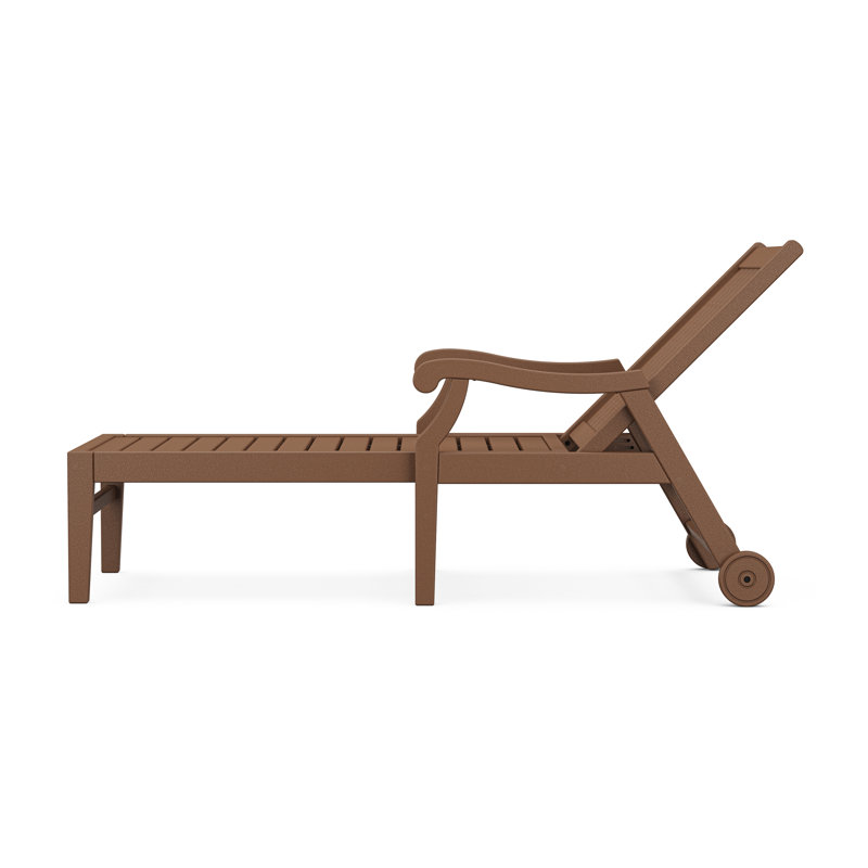 POLYWOOD x Birch Lane Veranda Chaise with Arms and Wheels, Teak