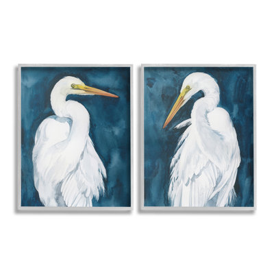 "Elegant Egrets On Blue Single Frame" par Grace Popp, 2 pièces sur toile