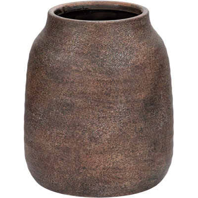 Large Rustic Ceramic Vase, Vintage Farmhouse Flower Vase, Natural Terra Cotta Pottery For Living Room, Kitchen, Mantel, Table, Shelf Decor