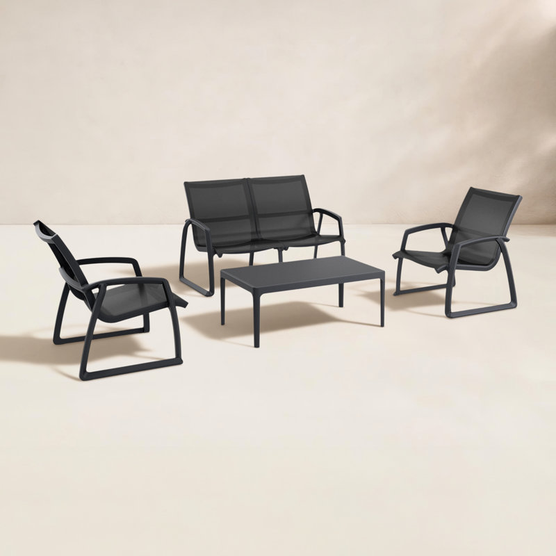 Farrah 4 - Person Patio Conversation Set, Black
