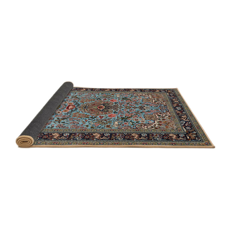 Tapis brun/bleu/beige traditionnel Haugan, Rond 3 pi