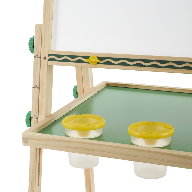 Chevalet d'art en bois double face avec tableau noir et fournitures effaçables à sec Crayola