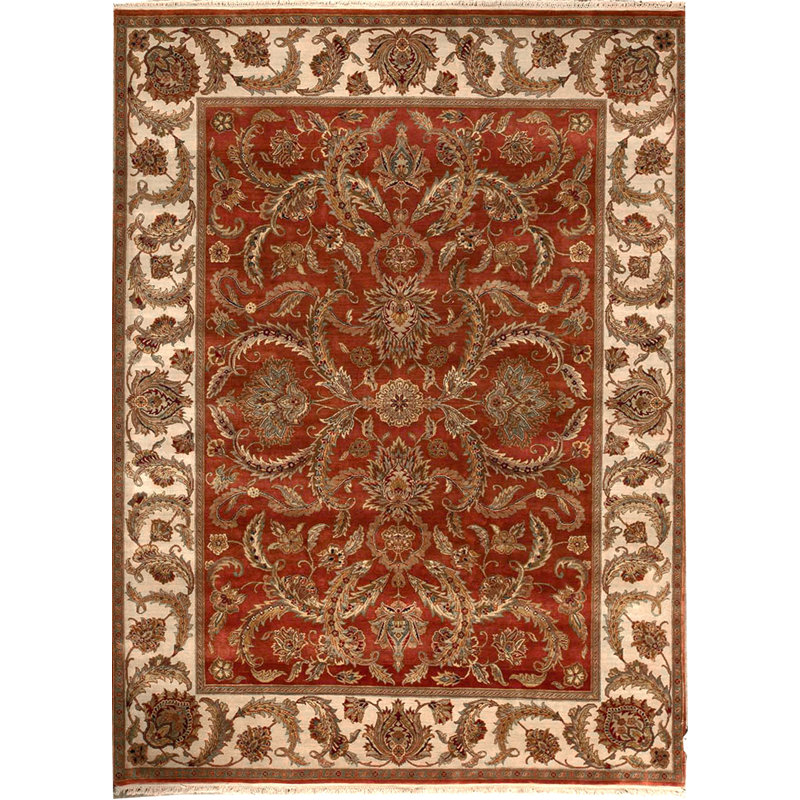 Tapis rouille et ivoire de haute qualité noué à la main Trinity