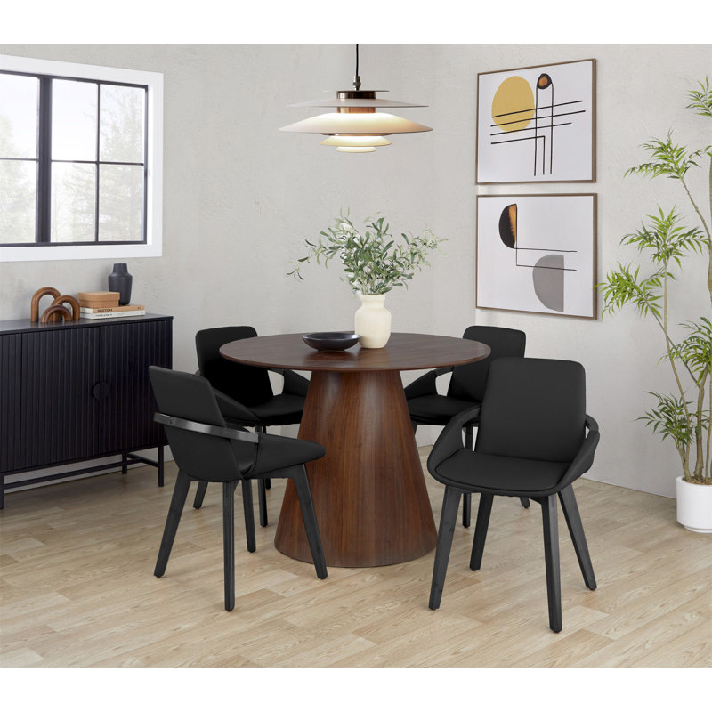 Chaise en bambou et similicuir 1pc, Noir