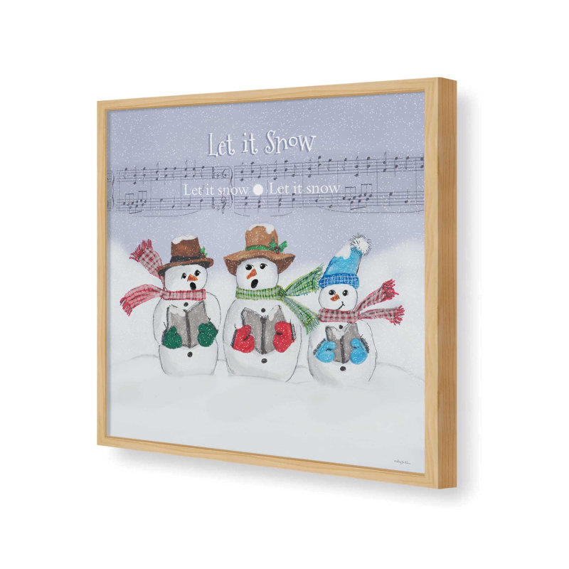 «Let It Snow Snowmen» par Robin-Lee Vieira, reproduction d'art, L 20 po x H 20 po, Érable, Impression encadrée