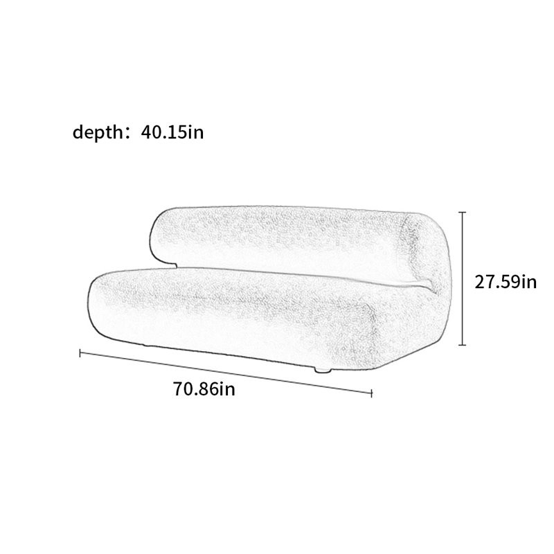 Canapé Wabi-sabi, H 27,55 po x l 70,86 po x P 40,15 po, Blanc cassé