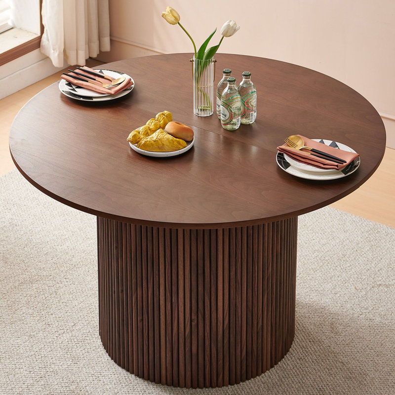 Brisa 47" Round Dining Table, Dark Brown Wood