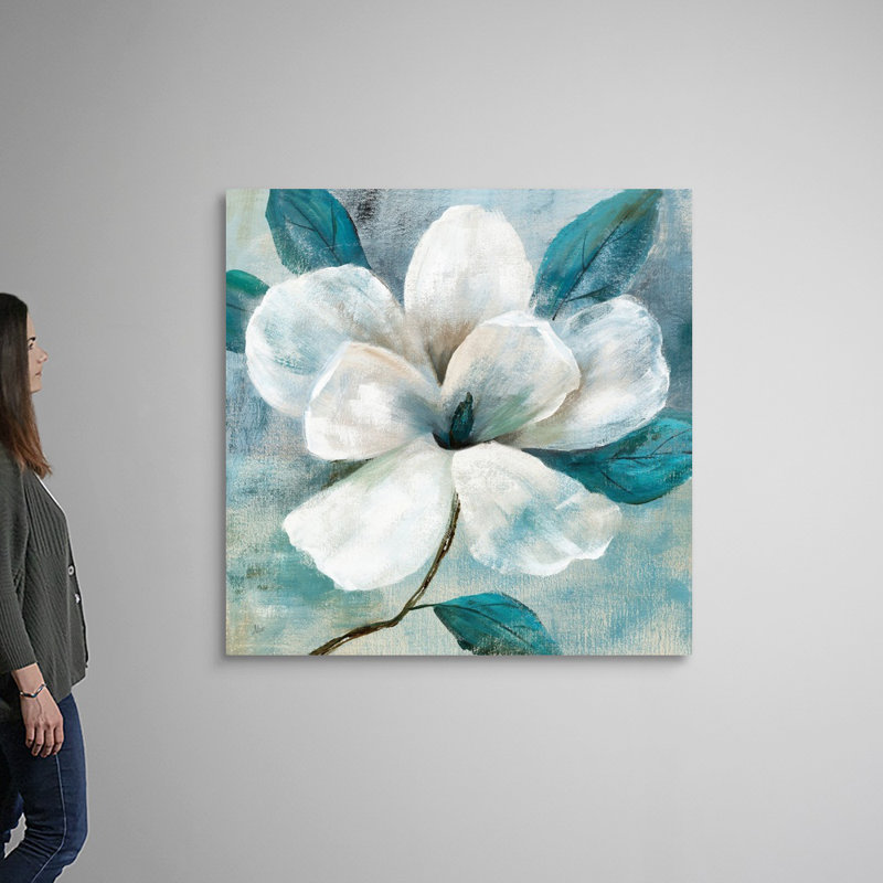 Art mural bleu sarcelle Magnolia I, Toile tendue, H 48 po x l 48 po x P 1,25 po