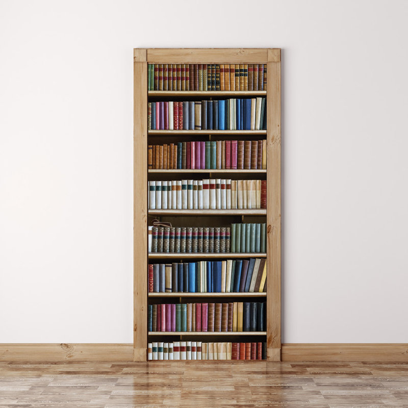 Enveloppe de porte pour bibliothèque rétro - murale autocollante en tissu pour une esthétique de bibliothèque intemporelle