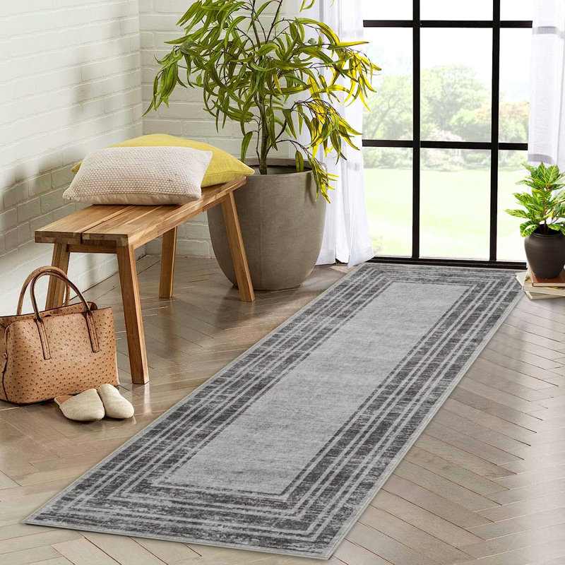 Area Rugs Modern Washable Soft Throw Carpet Non Slip Low Pile Accent Rug for Living Room Bedroom, Runner 2' x 6'