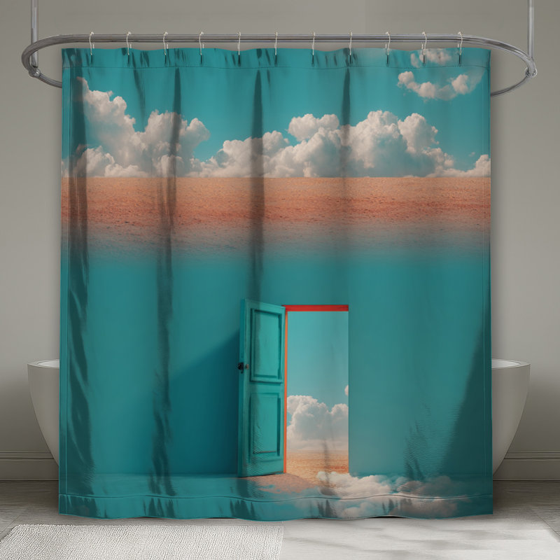Rideau de douche surréaliste - Décoration de salle de bain abstraite contemporaine, 70in W x 84in H