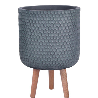 Honeycomb Style Cylinder Round Planter with Feet