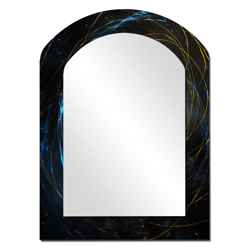 «Space Light Orbiting A Black Hole II», miroir mural décoratif arqué, 34 po x 25 po