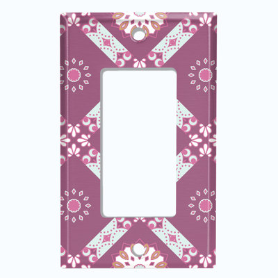 Mandala de fleur rose chaud - 1 plaque murale d'interrupteur à bascule