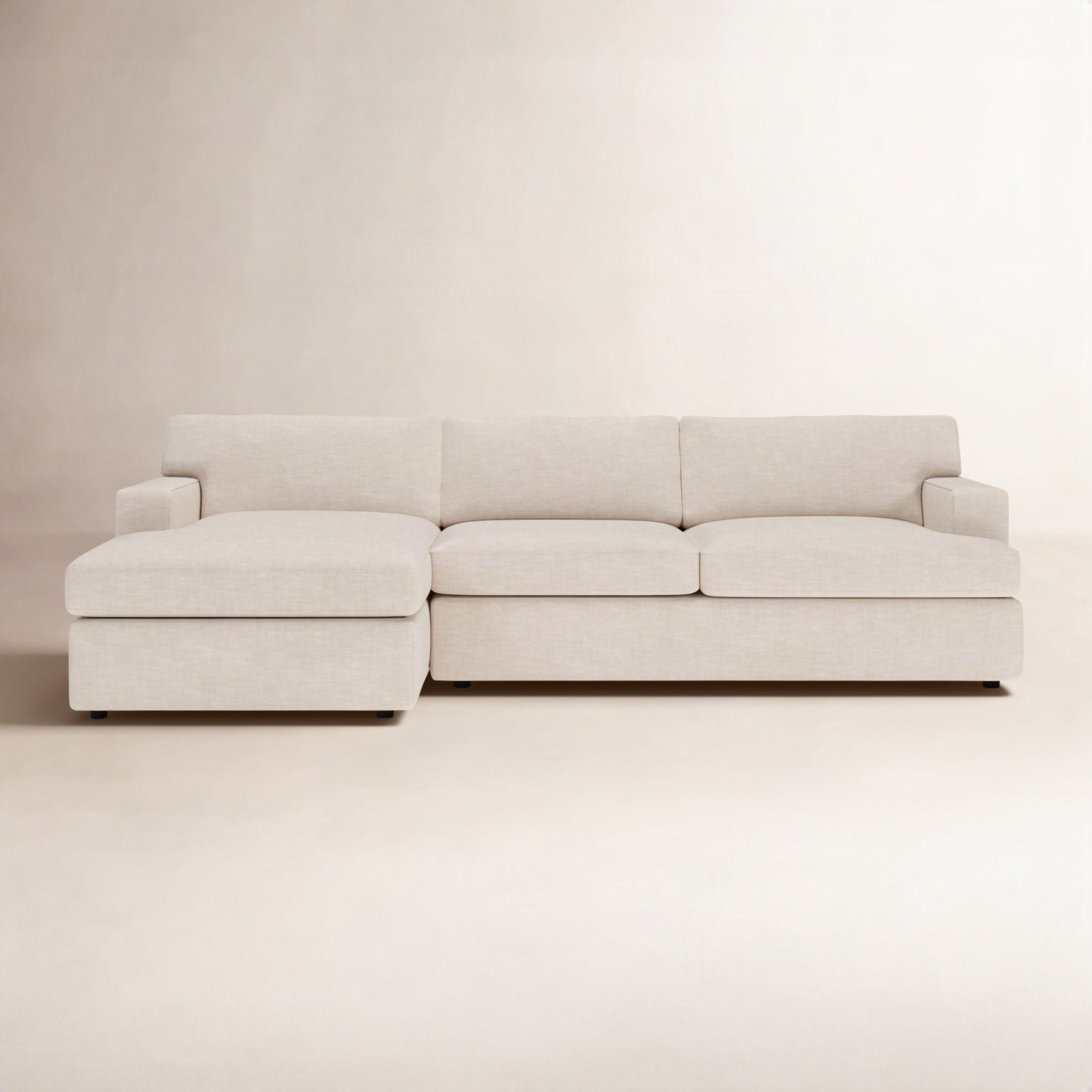 Cleo Chaise Sectional, Lena Sand Performance Linen Blend, Left Hand Facing