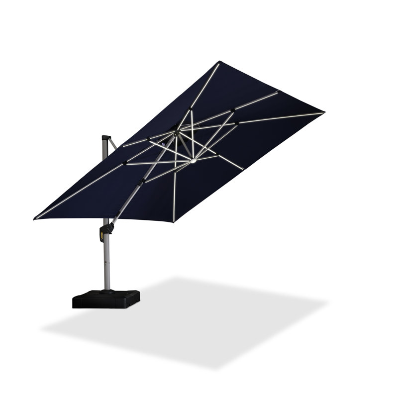 365cm Lighted Cantilever Parasol, Navy Blue