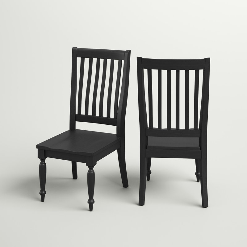 Sonntag Solid Wood Slat Back Side Chair, Black