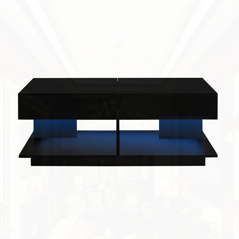 Extendable Coffee Table with Multiple Storage Compartments, Black