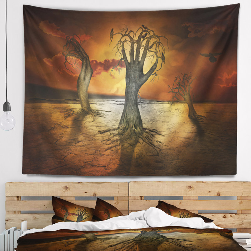 Tapisserie d'arbres de stockage Abstract, H 32 po x l 39 po