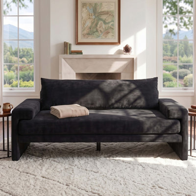 Chenille Upholstered 3-Seater Sofa 80.7" Sofa Couch with Wide Armrests, Thick Cushion, Ergonomic Back Support for Living Room, Bedroom, or Office