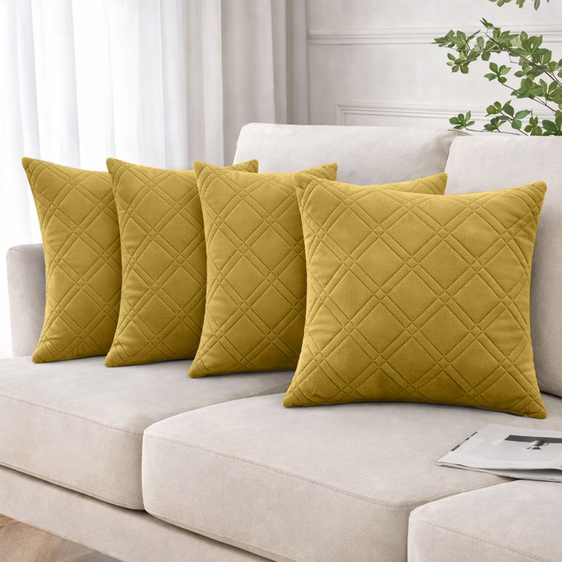 Geometric Square Cushion Pad, Ochre