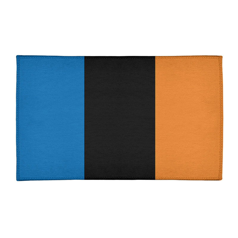 Tapis à rayures bleu/noir/orange, Rectangle 3 pi x 5 pi