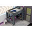 Lit mezzanine en bois pleine grandeur avec bureau, tablettes multiples, DEL et station de charge, gris foncé-129523204