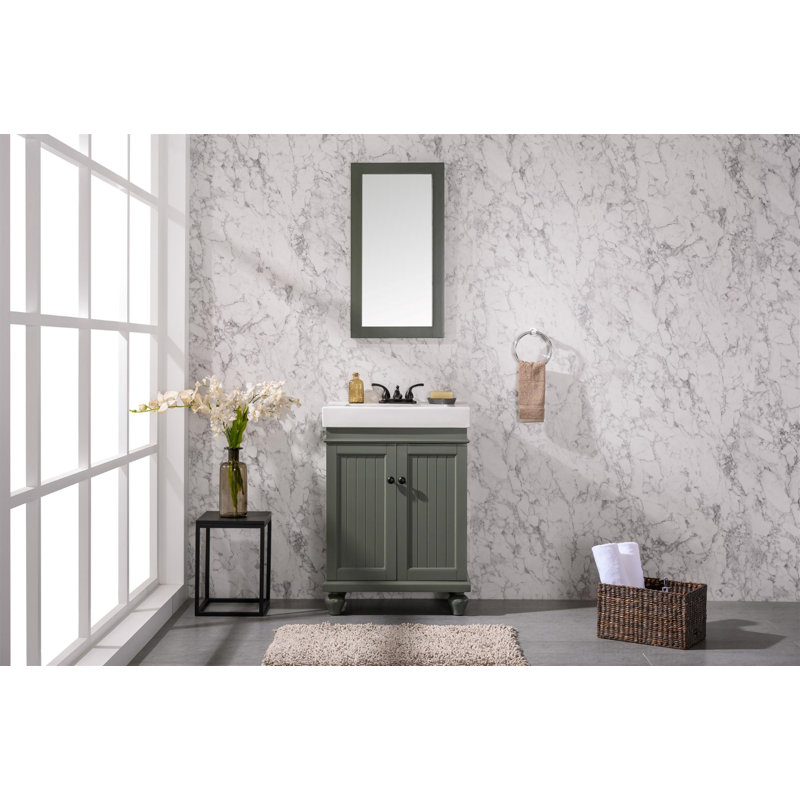 Dacion 24'' Single Bathroom Vanity with Ceramic Top, Pewter Green