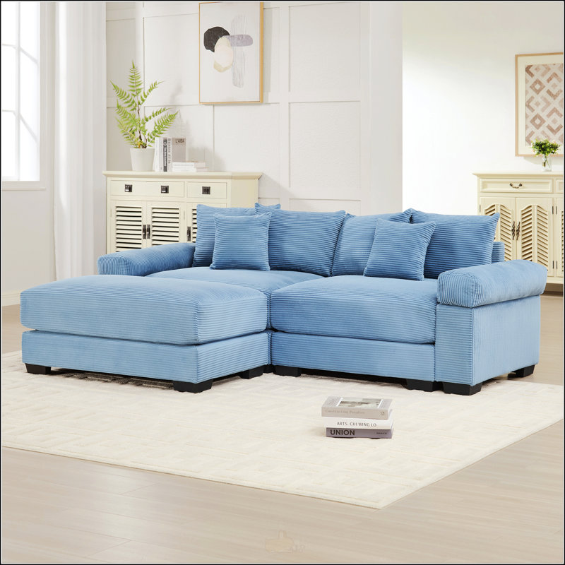Canapé modulaire en L 82,6 po, H 34,2 po x l 92 po x P 33,8 po, 2, Bleu